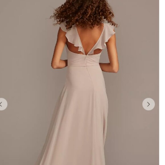 David's Bridal Ruffle Spaghetti Strap Chiffon Dress Plum Size 22 - Picture 3 of 7